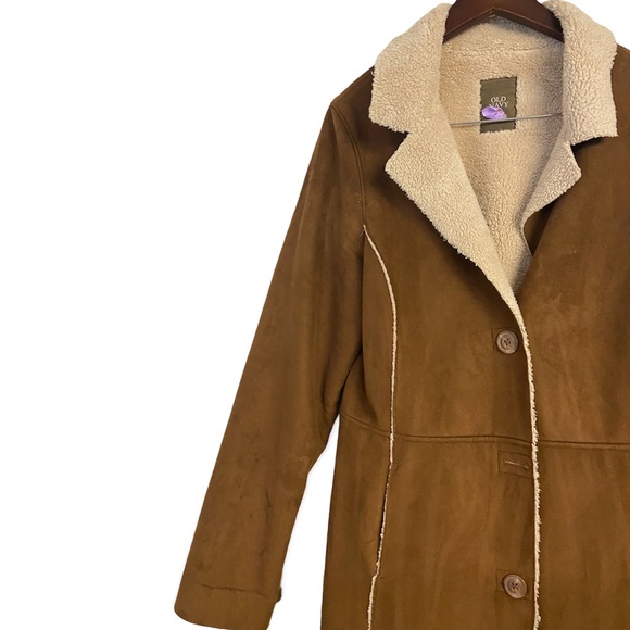 Vintage Old Navy Faux Suede Sherpa Lined Trenchcoat - Picture 2 of 13